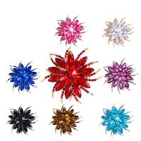 Kristall Brosche, Zinklegierung, mit Kristall, Blume, plattiert, für Frau, keine, frei von Nickel, Blei & Kadmium, 65x65mm, verkauft von PC