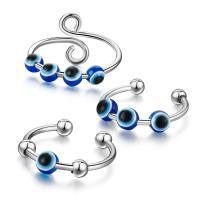 Evil Eye Jewelry Finger Ring, 304 Stainless Steel, with Acrylic, fashion jewelry & Unisex & different styles for choice, original color, 6mm, Sold By PC