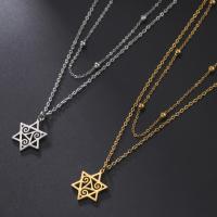 Multi Layer Necklace 304 Stainless Steel with 1.97inch extender chain Hexagram Vacuum Ion Plating Double Layer & fashion jewelry & for woman Sold Per Approx 17.72 Inch Strand