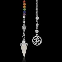 Cink Alloy Pendulum, s Dragi kamen, platine boja pozlaćen, različiti materijali za izbor & bez spolne razlike, nikal, olovo i kadmij besplatno, 17x31mm, Dužina Približno 7.48 inčni, Prodano By PC