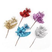 PVC Plastic Christmas Artificial Flower, with Sequins, handmade, DIY & Christmas jewelry & different size for choice, more colors for choice, Sold By PC