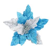 paño Flor Artificial de Navidad, con Lentejuelas, hecho a mano, Bricolaje & Joyas de Navidad & diverso tamaño para la opción, azul, Vendido por UD