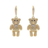 Cubic Zirconia Micro Pave Brass Earring Bear plated fashion jewelry & micro pave cubic zirconia & for woman nickel lead & cadmium free Sold By Pair