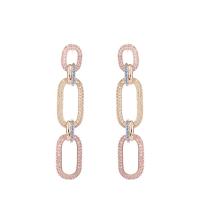 Cubic Zirconia Micro Pave Brass Earring plated fashion jewelry & micro pave cubic zirconia & for woman & hollow nickel lead & cadmium free Sold By Pair