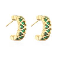 Cubic Zirconia Micro Pave Brass Earring 18K gold plated & micro pave cubic zirconia & for woman 16mm Sold By Pair