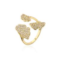 Brass Cuff Finger Ring 18K gold plated Adjustable & micro pave cubic zirconia & for woman gold 18mm Sold By PC