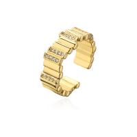 Cubic Zirconia Micro Pave Brass Ring 18K gold plated Adjustable & micro pave cubic zirconia & for woman gold 18mm Sold By PC