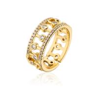 Cubic Zirconia Micro Pave Brass Ring, 18K gold plated, Adjustable & micro pave cubic zirconia & for woman & hollow, more colors for choice, 18mm, Sold By PC