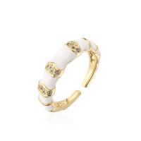 Cubic Zirconia Micro Pave Brass Ring, gold color plated, Adjustable & micro pave cubic zirconia & for woman & enamel, more colors for choice, 18mm, Sold By PC