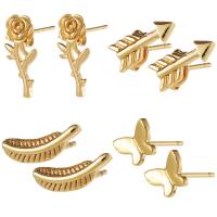 Messing Stud ørering, guldfarve belagt, forskellige stilarter for valg & for kvinde, guld, Solgt af par