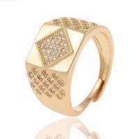 Cubic Zirconia Micro Pave Brass Ring real gold plated Adjustable & micro pave cubic zirconia & for man gold 25mm Sold By PC