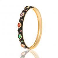 Cubique anneau en laiton Circonia Micro Pave, Plaqué d'or, pavé de micro zircon & pour femme & émail, plus de couleurs à choisir, 67.50mm, Vendu par PC