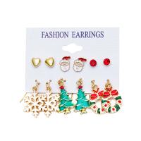 Weihnachten Ohrringe, Zinklegierung, plattiert, Weihnachts-Design & verschiedene Stile für Wahl & für Frau & Emaille, keine, verkauft von setzen