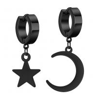 Asymmetric Earrings Titanium Steel Moon and Star Vacuum Ion Plating fashion jewelry & Unisex 30mm Sold By Pair