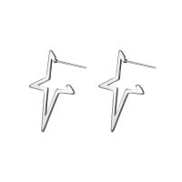 Titanium Steel  Earring, Star, Vacuum Ion Plating, fashion jewelry & for woman, original color, 17.86x28.49mm, Sold By Pair