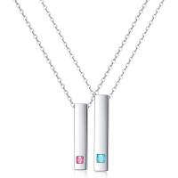 Stainless Steel Jewelry Necklace, 304 Stainless Steel, Rectangle, micro pave cubic zirconia & for couple, more colors for choice, Length:Approx 18-19.6 Inch, Sold By PC