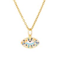 Evil Eye Pendants, Brass, 18K gold plated, DIY & different styles for choice & micro pave cubic zirconia & enamel, more colors for choice, 17x13mm, Sold By PC
