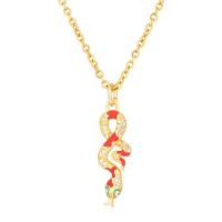 Cubic Zirconia Micro Pave Brass Pendant Snake 18K gold plated DIY & micro pave cubic zirconia & enamel Sold By PC