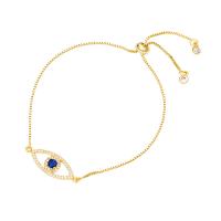 Cubic Zirconia Micro Pave Brass Bracelet, Eye, 18K gold plated, Adjustable & different styles for choice & micro pave cubic zirconia, more colors for choice, 2.70mm, Length:Approx 9.1 Inch, Sold By PC