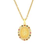 Cubic Zirconia Micro Pave Brass Pendant Flat Round 18K gold plated DIY & micro pave cubic zirconia Sold By PC