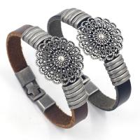 Tibetan Style Bracelet, with PU Leather, different designs for choice & for man, more colors for choice, Length:Approx 8.26 Inch, 10PCs/Lot, Sold By Lot