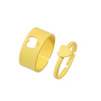 Zinc Alloy Ring Set Heart stoving varnish 2 pieces & fashion jewelry & for woman Sold By Set