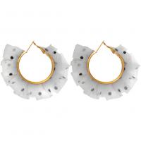 Zinc Alloy Drop Earrings with Gauze gold color plated fashion jewelry & for woman Sold By Pair