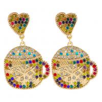 Rhinestone Earring Zinc Alloy with enamel gold color plated fashion jewelry & for woman & with rhinestone Sold By Pair