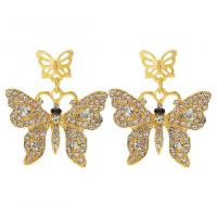 Zinc Alloy Drop Earrings Butterfly gold color plated fashion jewelry & for woman Sold By Pair