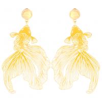 Tibetan Style Drop Earrings, Goldfish, gold color plated, fashion jewelry & for woman, golden, 80x40mm, Sold By Pair