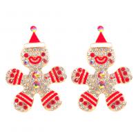 Christmas Earrings, Tibetan Style, with Seedbead, Bear, plated, fashion jewelry & for woman & with rhinestone, more colors for choice, 45x32mm, Sold By Pair