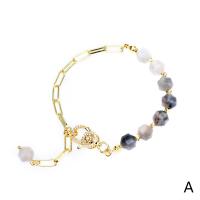 Gemstone Bracelets, Brass, with Cubic Zirconia & Gemstone, gold color plated, Adjustable & different materials for choice & for woman & faceted, more colors for choice, nickel, lead & cadmium free, 2mm,8mm, Length:Approx 16-22 cm, Sold By PC