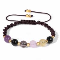 Gemstone Bracelets with Brass Round gold color plated Adjustable & Unisex 8mm Length Approx 17-29 cm Sold By PC