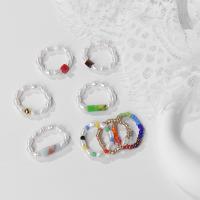 Dragi kamen Finger Ring, Prirodni kamen, s Seedbead & Dojam Jasper & Plastična Pearl, tri komada & za žene, više boja za izbor, 5-6mm,4x13mm, Unutarnji promjer:Približno 20mm, 3računala/Set, Prodano By Set