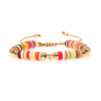 argile de polymère bracelet, avec laiton, Placage de couleur d'or, Forme différente pour le choix & Réglable & pour femme, plus de couleurs à choisir, 6mm, Longueur:Environ 17-22 cm, Vendu par PC