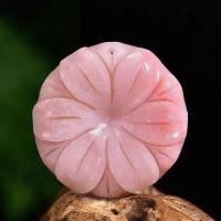 Pink Opal Pendel, Flower, Carved, for kvinde, lyserød, 33x33x7mm, Solgt af PC