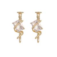 Cubic Zircon (CZ) Stud Earring, Brass, with Cubic Zirconia, 14K gold plated, different styles for choice & for woman, more colors for choice, nickel, lead & cadmium free, Sold By Pair