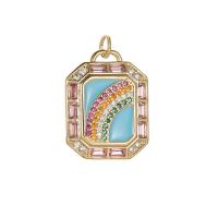Cubic Zirconia Micro Pave Brass Pendant with Cubic Zirconia 14K gold plated Unisex & enamel nickel lead & cadmium free Sold By PC
