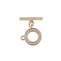 Brass Toggle Clasp with Cubic Zirconia 14K gold plated DIY nickel lead & cadmium free 6mm 14mm Sold By PC