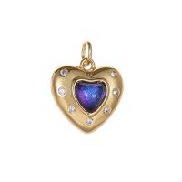 Cubic Zirconia Brass Pendants with Cubic Zirconia & Cats Eye Heart 14K gold plated for woman nickel lead & cadmium free Sold By PC