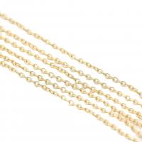 Brass Oval Chain, 14K gold plated, DIY & different size for choice, nickel, lead & cadmium free, Sold By m