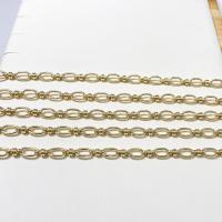 Brass Beading Chains, 14K gold plated, DIY & rope chain, nickel, lead & cadmium free, 5x8mm, Sold By m