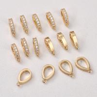 Brass Bail Beads, Teardrop, gold color plated, DIY & micro pave cubic zirconia, golden, nickel, lead & cadmium free, 9x15mm, Sold By PC