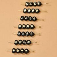 Crna Shell perle, s Mesing, zlatna boja pozlaćen, možete DIY & različitih stilova za izbor & emajl, crn, 8x8mm, Prodano By PC