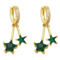 Cubic Zirconia Micro Pave Brass Earring Star 18K gold plated micro pave cubic zirconia & for woman nickel lead & cadmium free Sold By Pair