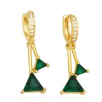Cubic Zirconia Micro Pave Brass Earring Triangle 18K gold plated micro pave cubic zirconia & for woman nickel lead & cadmium free Sold By Pair