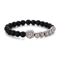 Gemstone Bracelets Natural Stone with 304 Stainless Steel & Zinc Alloy fashion jewelry & for man 8mm Length Approx 7.68 Inch Sold By PC