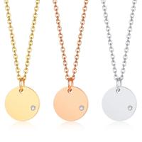 Stainless Steel Jewelry Necklace 304 Stainless Steel Round fashion jewelry & for woman & with rhinestone 13mm Length Approx 17.7-20 Inch Sold By PC
