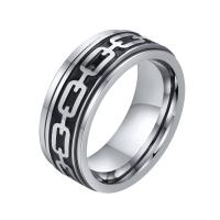 Rozsdamentes acél Finger Ring, 304 rozsdamentes acél, divat ékszerek & különböző méretű a választás & az ember, az eredeti szín, 8mm, Által értékesített PC