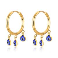 Evil Eye Earrings 304 Stainless Steel with Acrylic Vacuum Ion Plating fashion jewelry & for woman golden 25*2.5mm 6.5mm Sold By Pair
